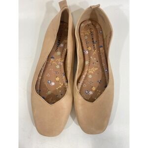 Lucky Brand Destrien Pink Leather Square Toe Ballet Flats Floral Insole 8M 39